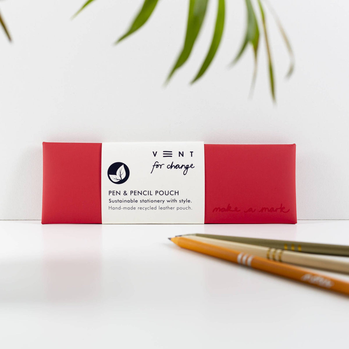 VENT for Change - Pen / Pencil Pouch Recycled Leather - Red
