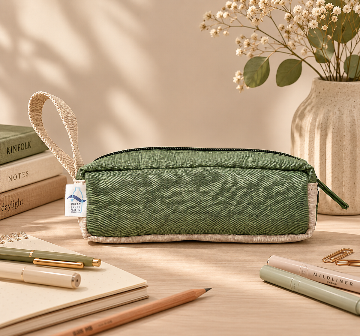 VENT for Change - Pencil Case - Recycled Ocean Plastic - Sage Green