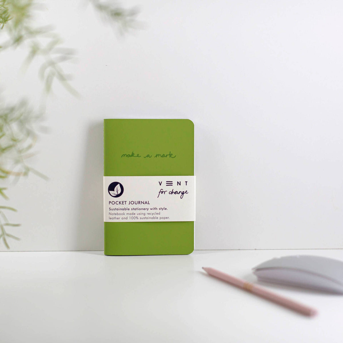 VENT for Change - Handmade Pen/ Pencil PoMake a Mark Pocket Journal – Recycled Leather