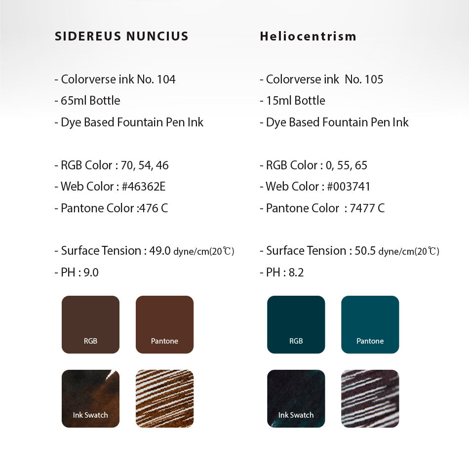 Colorverse Sidereus Nuncius & Heliocentrism Ink (No. 104 & 105)