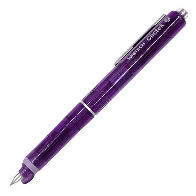 Writech Clictek Retractable Nib Fountain Pen - Purple Transparent