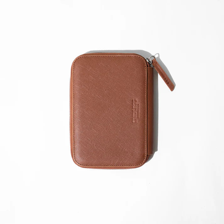 Endless 5 Pen Pouch in Brown Saffiano