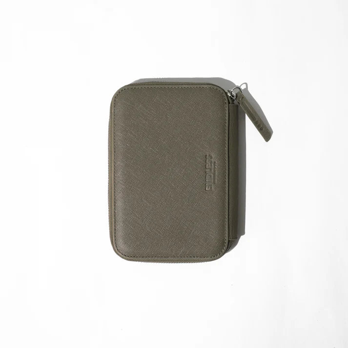 Endless 5 Pen Leather Pen Pouch in Green Saffiano