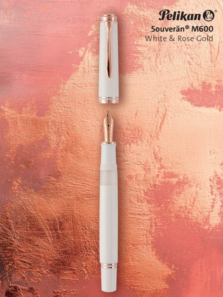 Pelikan Souveran M600 Fountain Pen Special Edition - White & Rose Gold