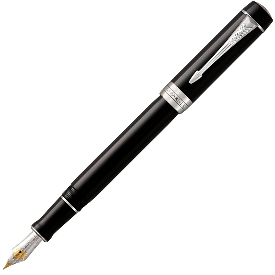 Parker Duofold Centennial Fountain Pen - Black & Chrome