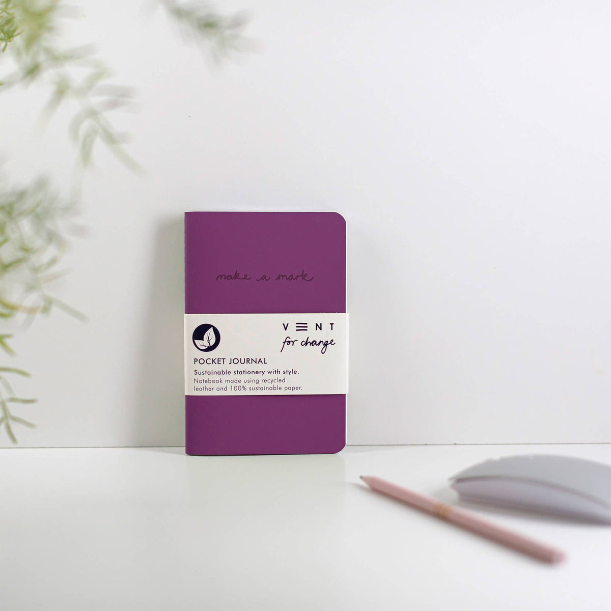 VENT for Change - Handmade Pen/ Pencil PoMake a Mark Pocket Journal – Recycled Leather