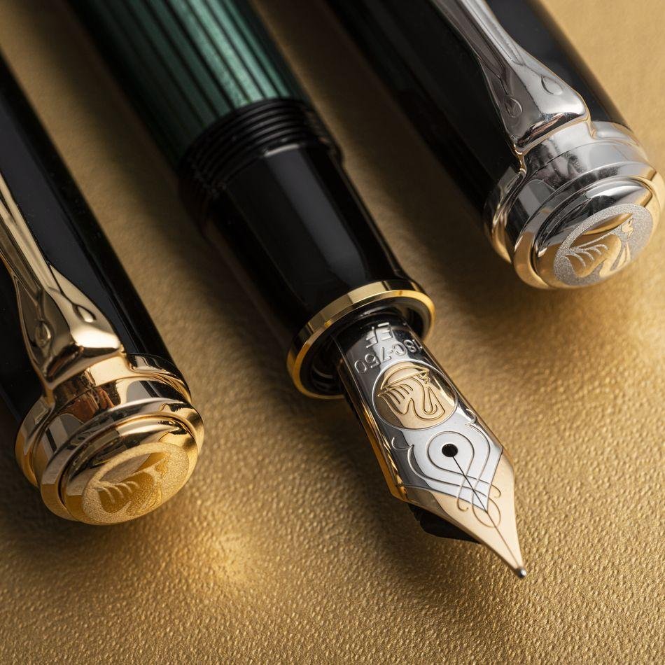 Pelikan M805 Fountain Pen - Blue with Silver Trim - Pure Pens