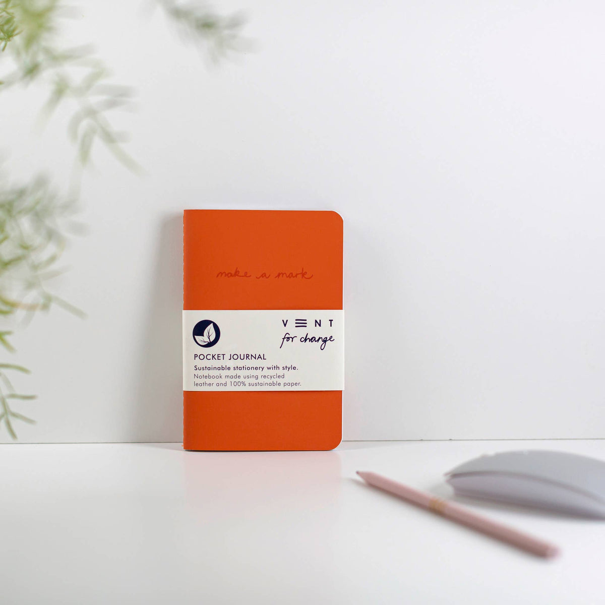 VENT for Change - Handmade Pen/ Pencil PoMake a Mark Pocket Journal – Recycled Leather