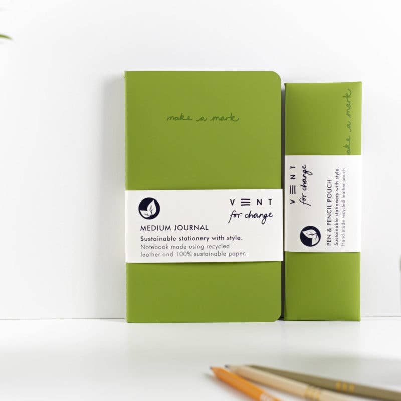VENT for Change - Pen / Pencil Pouch Recycled Leather - Green