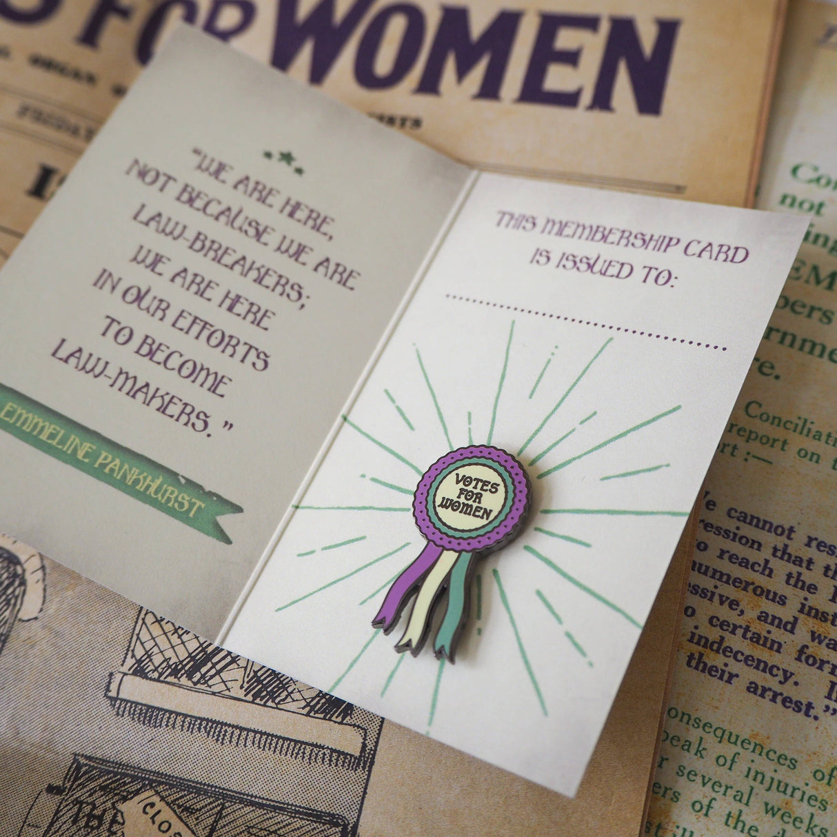 Literary Emporium - Votes for Women Rosette Enamel Pin Badge