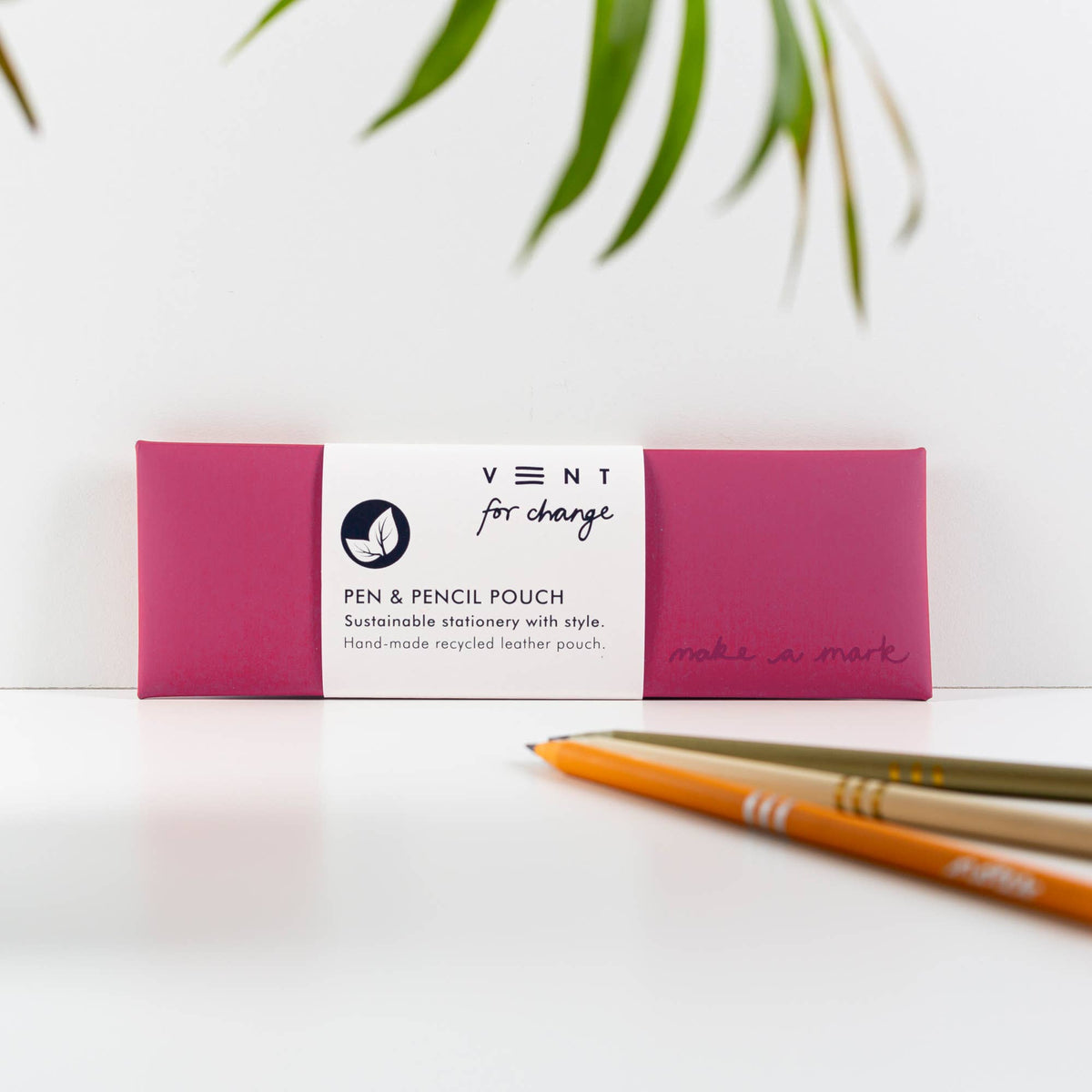 VENT for Change - Pen / Pencil Pouch Recycled Leather - Pink