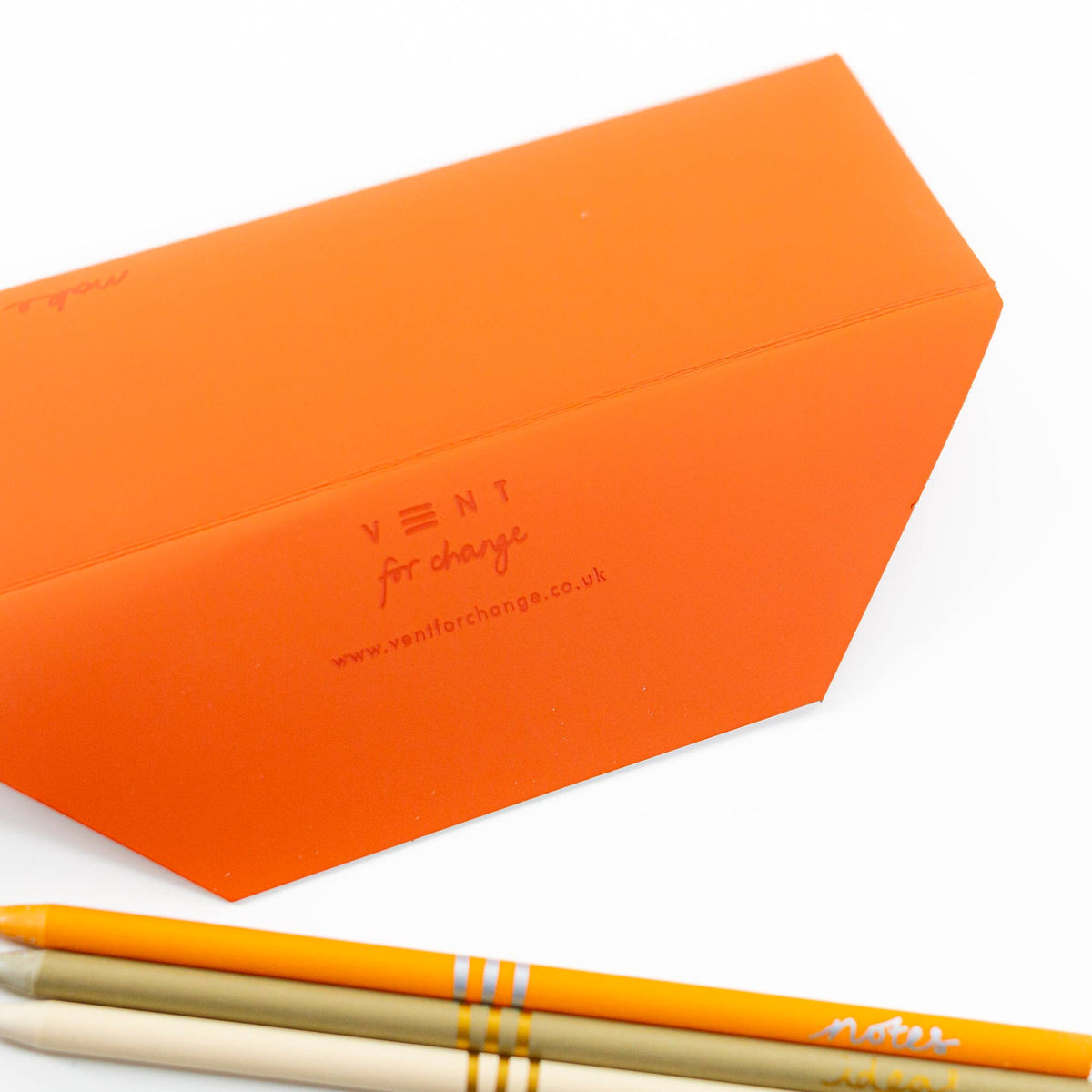 VENT for Change - Recycled Leather Pen & Pencil Case | Handmade - Orange Pouch