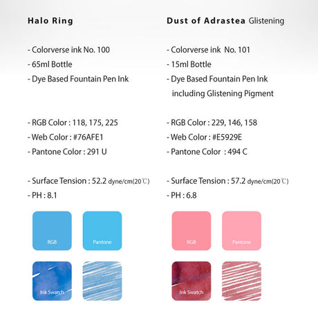 Colorverse Halo Ring & Dust of Adrastea Ink (No. 100 & 101)