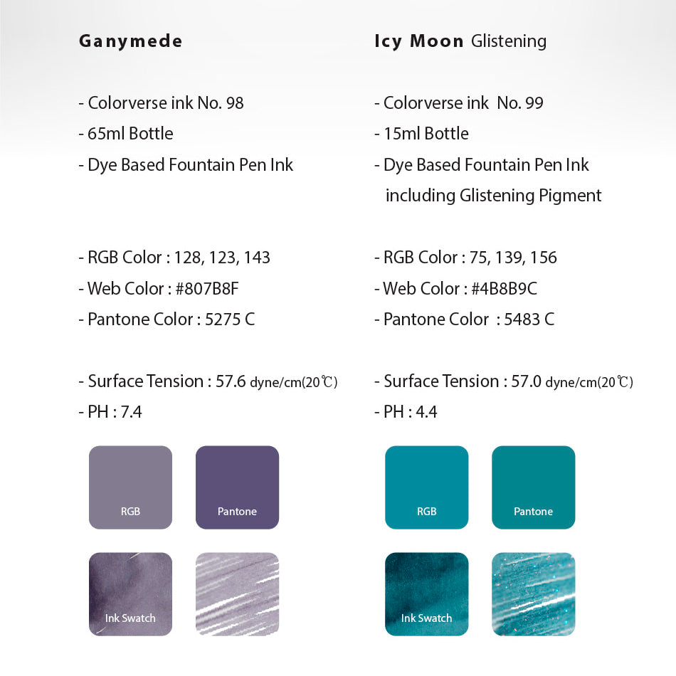 Colorverse Ganymede & Icy Moon Ink (No. 98 & 99)