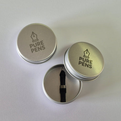 Smaller aluminium tin for storing a pen nib
