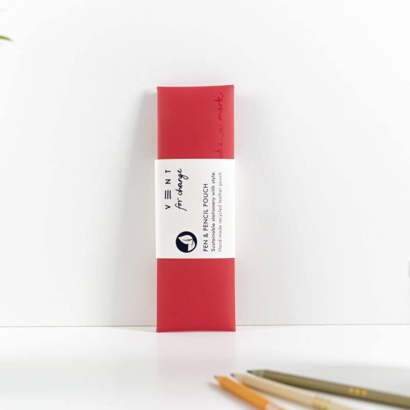 VENT for Change - Pen / Pencil Pouch Recycled Leather - Red