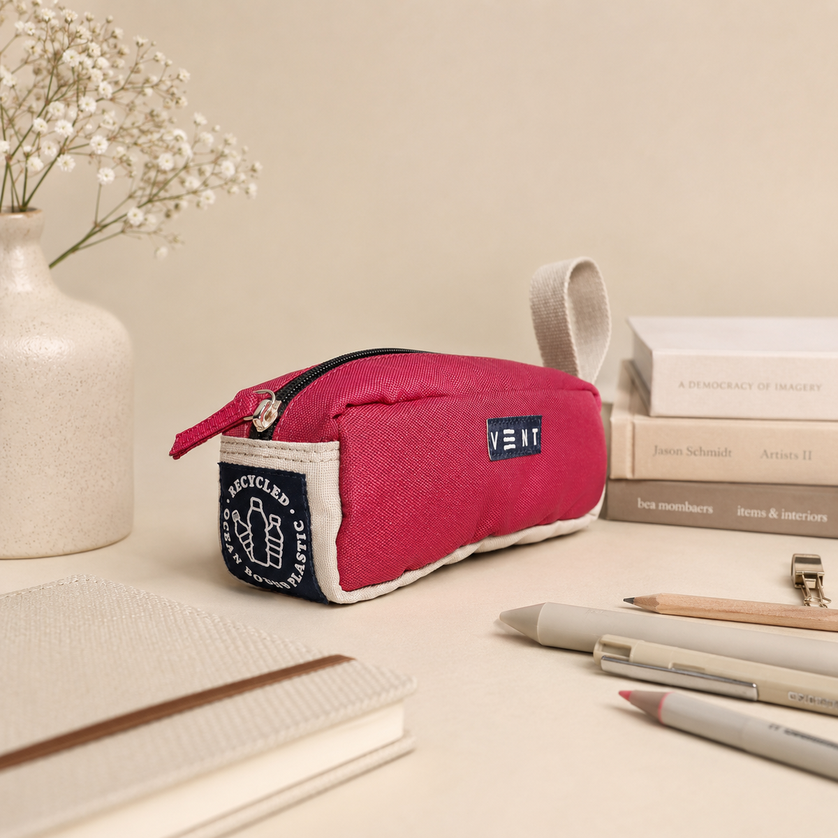 VENT for Change - Pencil Case - Recycled Ocean Plastic - Raspberry Pink