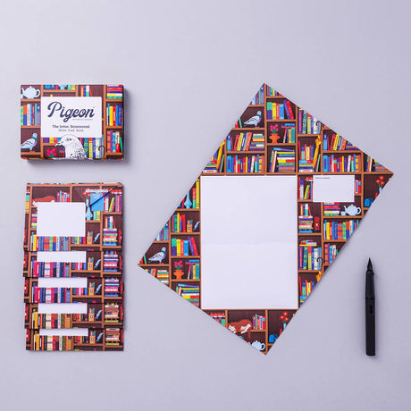 Pigeon Bookstore - Folding Stationery Letter 6 Pack