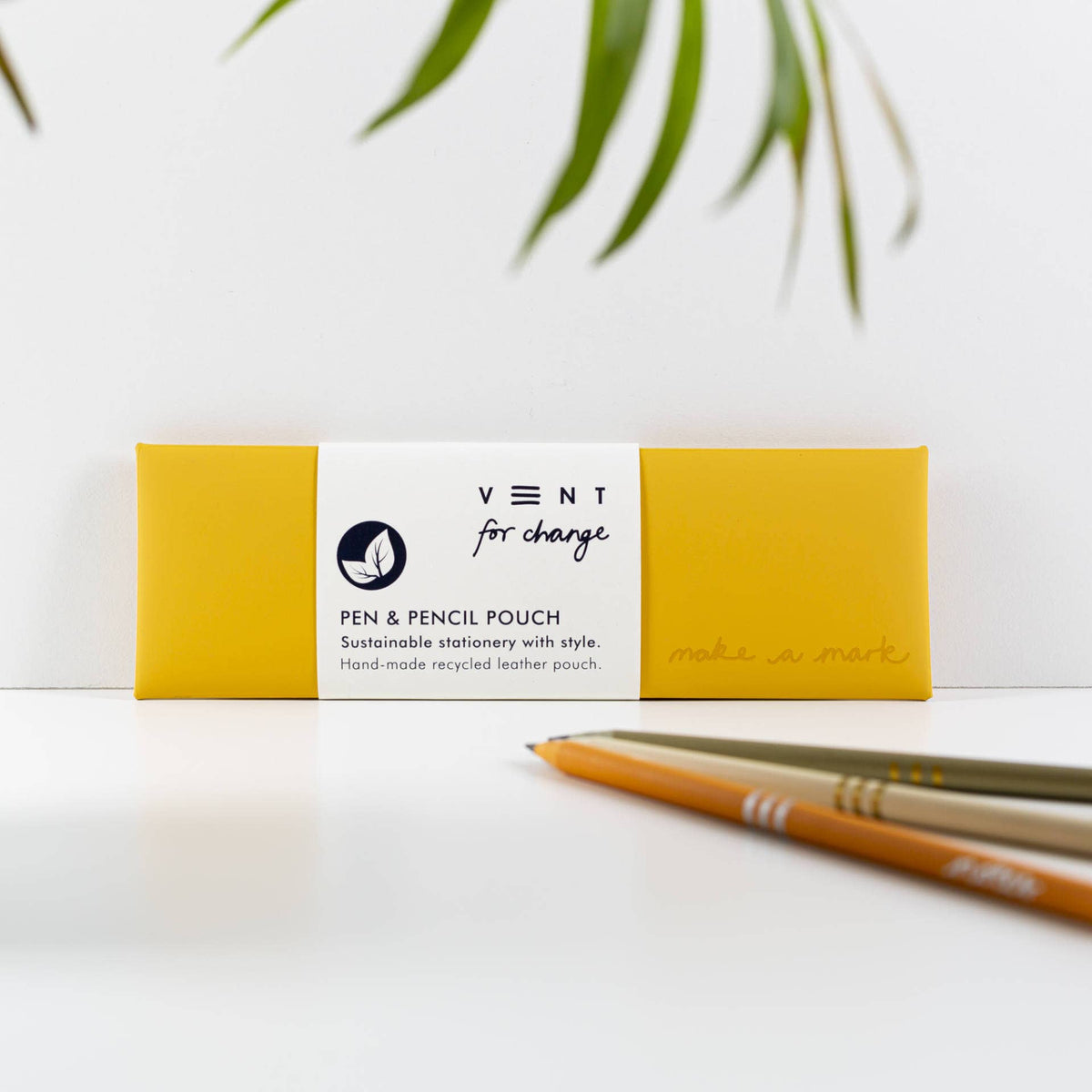 VENT for Change - Handmade Pen/ Pencil Pouch Recycled Leather - Yellow