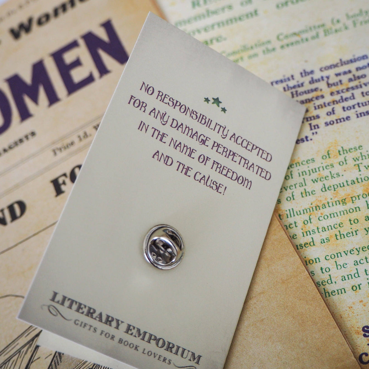 Literary Emporium Rebellion Enamel Pin Badge - Votes for Women Collection